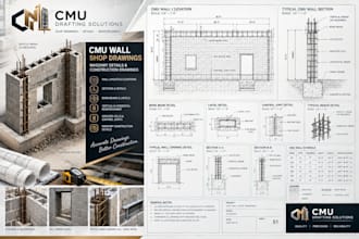 create cmu wall shop drawings, masonry details and rebar detailing