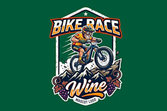 create awesome bike race wine mountain bike mascot logo design