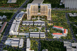 create zoning plan for community development,  multi tenant building rendering