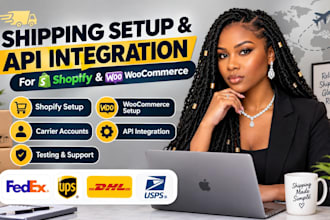 setup shopify and woocommerce shipping, fedex, ups, dhl, usps carrier accounts