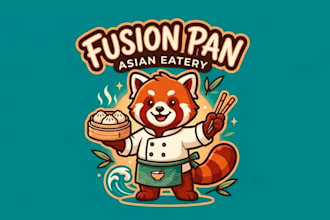 draw asian fusion restaurant mascot logo design for your company
