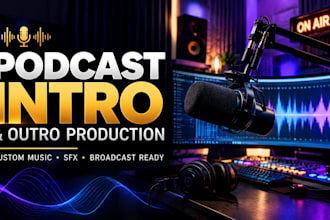 make a pro podcast intro outro with music and voiceover