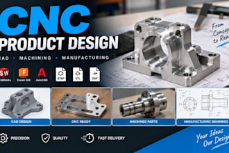 do cnc product design, machined parts cad, manufacturing ready files