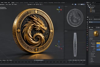 design a custom 3d crypto coin, token, nft coin and stl