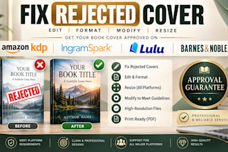 fix error, modify, resize, edit book cover, ebook cover, KDP manuscript