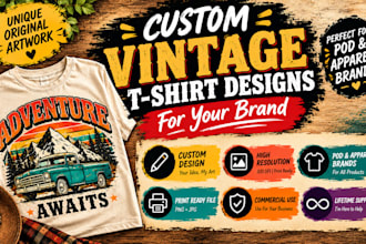 create custom vintage retro t shirt designs for your brand