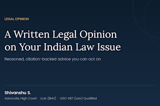 give a written legal opinion on your indian law issue