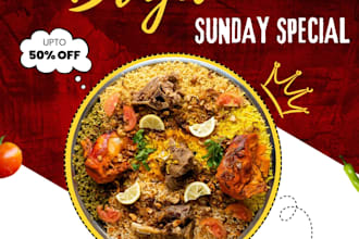 design 3 modern festival posters for briyani shop and restaurant