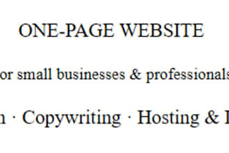 create a one page website for a small business and set up domain and hosting