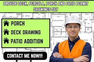 provide deck, pergola, porch and patio permit drawings set
