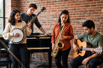 record authentic banjo saxophone piano and acoustic guitar for your song