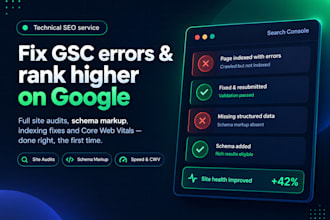 fix technical SEO issues, gsc errors and schema markup