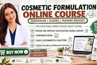 create cosmetic online course, formulation course, esthetics curriculum content