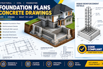 foundation plans, structural concrete drawings, permit blueprint