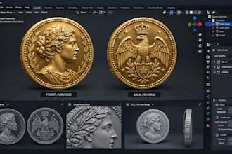 create a custom 3d printable coin model, coin stl and stl for printing