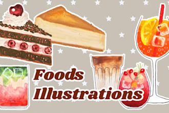 provide custom food illustrations for menus
