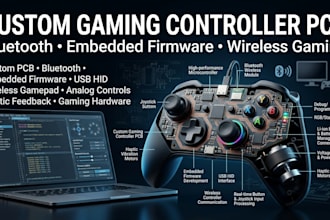 design custom gaming controller pcb, bluetooth and embedded firmware