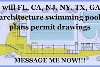fl, ca, nj, ny, tx, ga, architecture swimming pool plans permit drawings