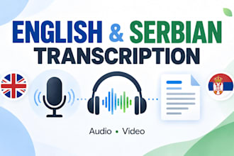 proofread, edit and clean up your english or serbian transcript