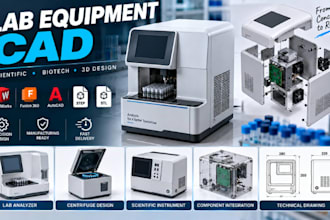 do laboratory equipment cad, scientific instrument enclosure, 3d design