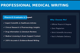 write professional medical and health articles as a pharmd graduate