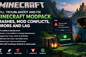 troubleshoot and fix minecraft modpack crashes, mod conflicts, errors and lag