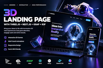 create an immersive 3d landing page with threejs, webgl nextjs gsap r3f opengl