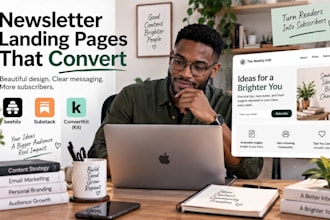 design substack landing page, beehiiv landing page and convertkit landing page