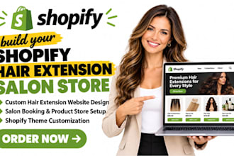 design shopify hair extension store beauty hair salon website dropshipping store