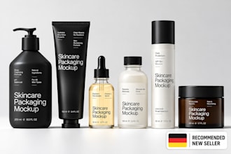 design print ready cosmetic packaging, beauty labels, and 3d mockups