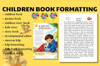 format print ready children book, kids story book book publishing for amazon kdp