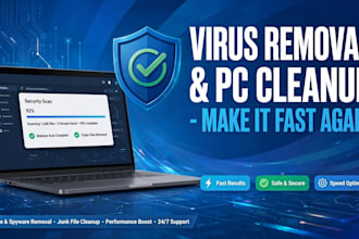 remove virus malware popups and make pc fast via anydesk