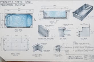 create detailed stainless steel pool fabrication drawings for manufacturing