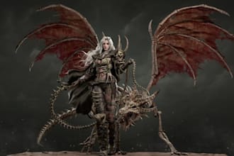 do 3d fantasy character modeling, stylized game character, sculpting and rigging