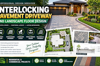 design interlocking pavement driveway and landscape floor plans