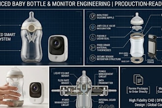 design a custom baby bottle enclosure and smart baby monitor 3d cad model