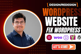 design wordpress website using elementor pro page builder divi fix elementor web