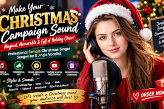 be your female christmas jingle singer songwriter, christmas intro ads