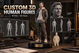 sculpt custom 3d human figures, 3d model for printing and 3d printable stl