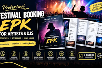 design a festival booking epk for musicians and djs