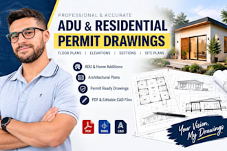 create adu permit drawings, city permit plans and architectural blueprints