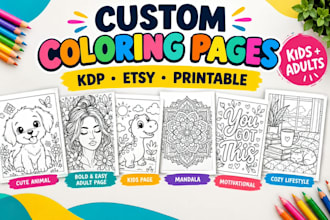 create custom coloring book pages for KDP, amazon and etsy