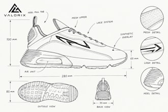 create fashion shoe techpack sneaker design heel techpack footwear design