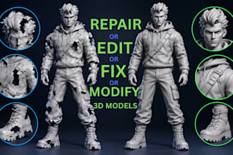 fix ai generated 3d model, fix, edit, repair, modify stl 3mf obj for 3d printing