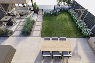 design patio, backyard, pergola, deck with realistic 3d landscape rendering