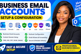 business email accounts domain dns mx spf dkim dmarc setup aliases outlook