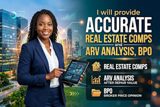 provide accurate real estate comps and arv analysis, bpo