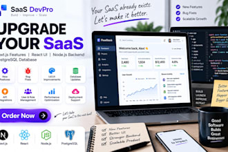 develop existing saas, add next js react features, node js API and postgresql