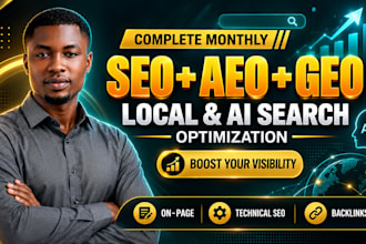 complete monthly website on page GEO aeo local ai SEO optimization backlinks