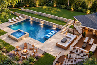 design 3d outdoor kitchen, backyard, pool, patio, deck and outdoor living